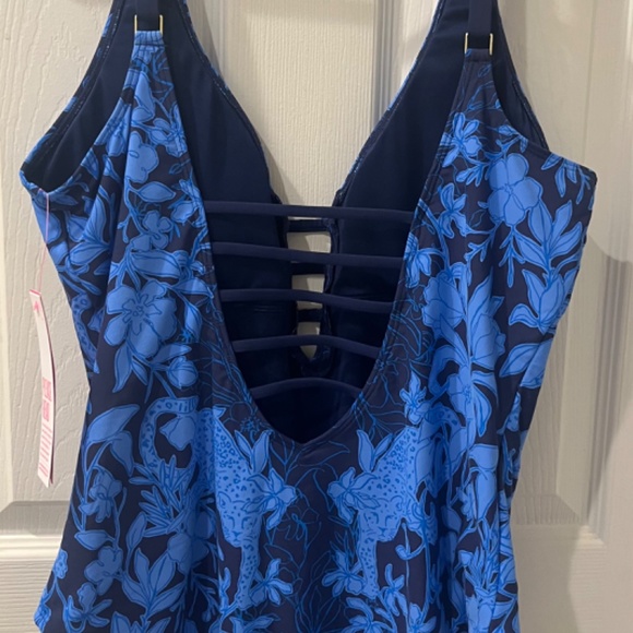 Lilly Pulitzer  NWT Low Tide Navy  Spotting a Pattern Jaspen Swimsuit Size 16 - Picture 4 of 4